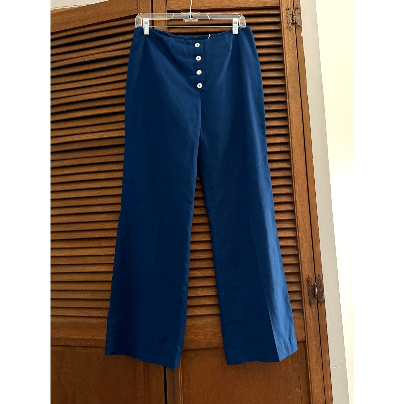 NOS 1970s Patty Woodard Navy Blue Sailor Bell Bottom Pants | Size 30W