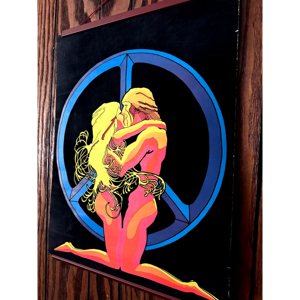 Original 1974 Pro Arts Erotica Blacklight Velvet Poster | Peace Lovers | 20" x 27"