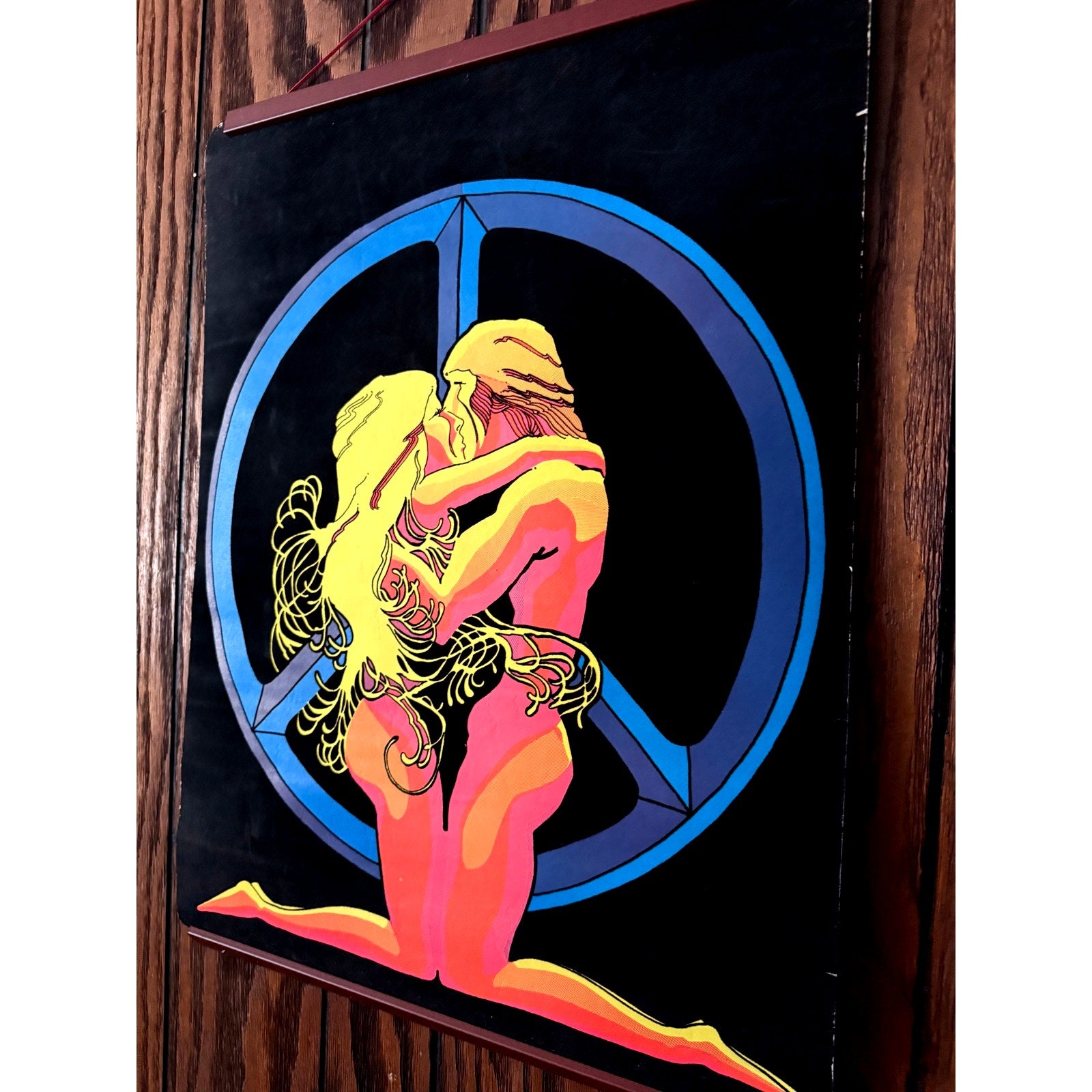 Original 1974 Pro Arts Erotica Blacklight Velvet Poster | Peace Lovers | 20" x 27"