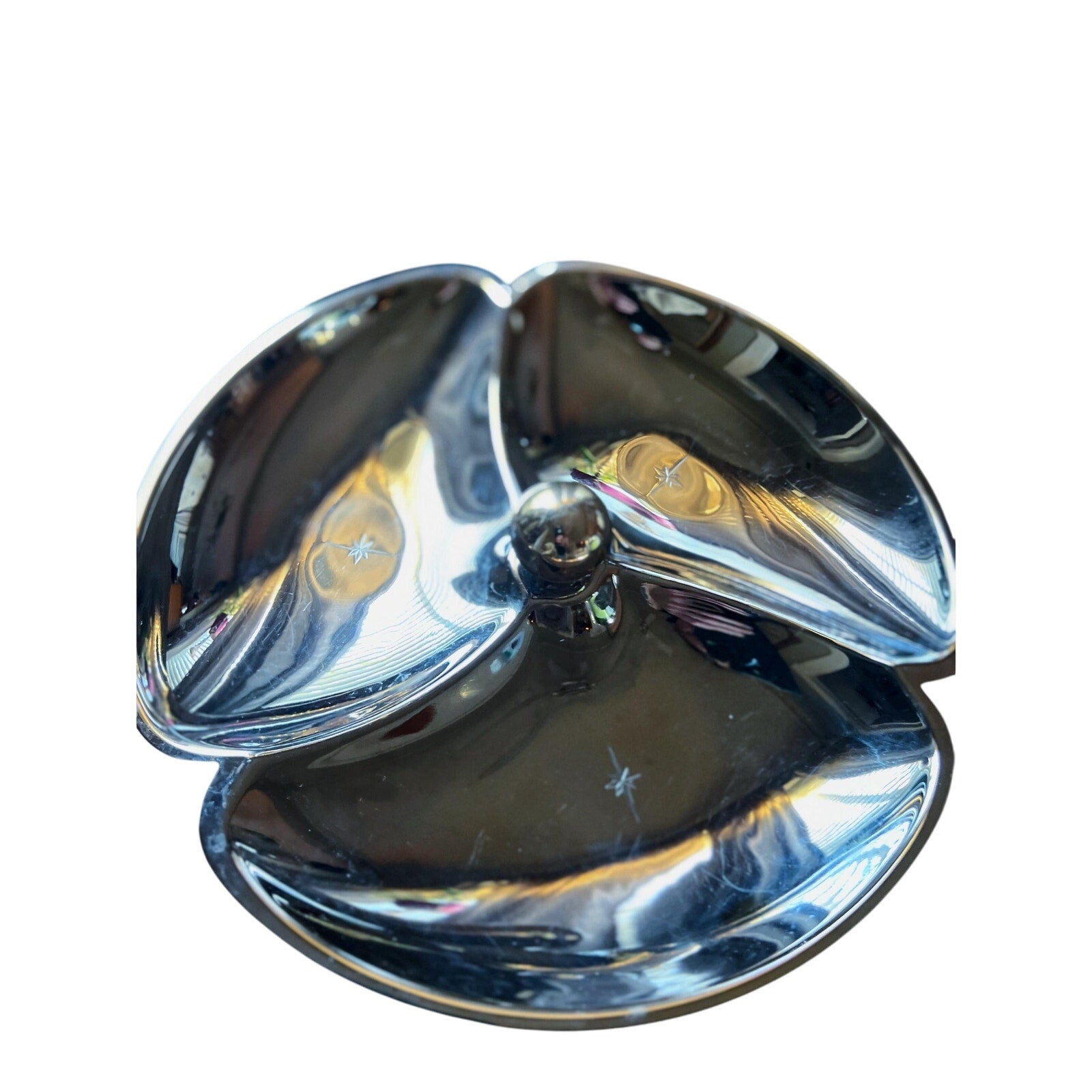 MCM Atomic Etched Serving Platter - Chrome