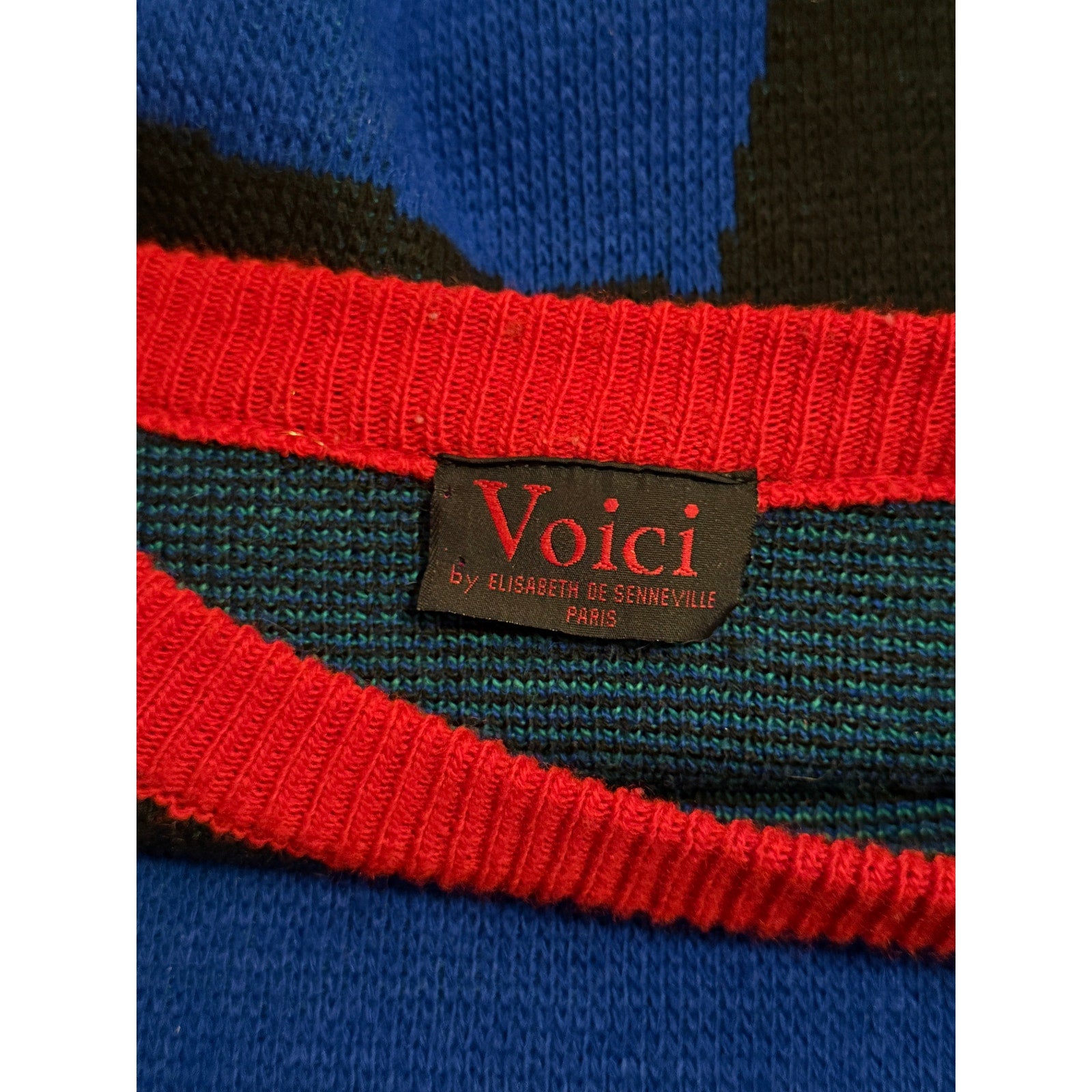 80s Voici Paris Colorblock Abstract Oversize Sweater | Size M