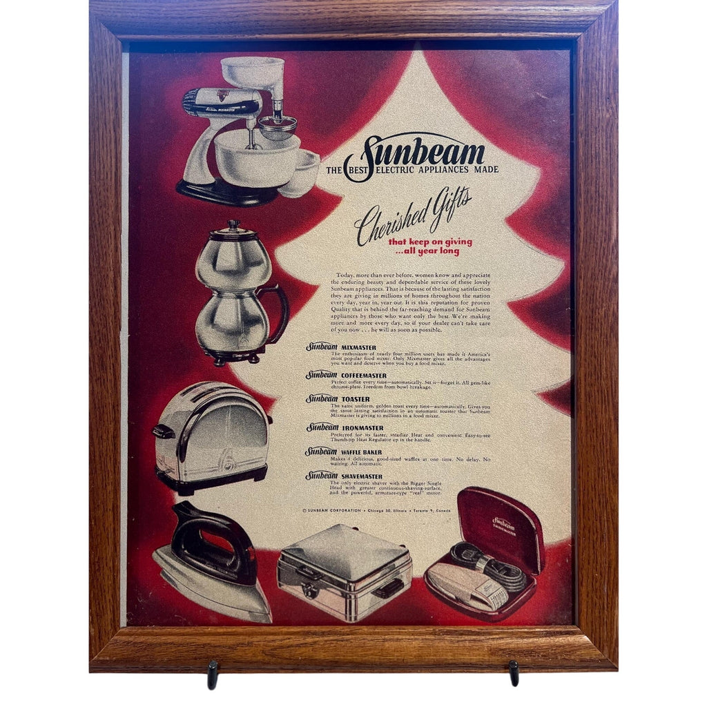 1949 Vintage Framed Sunbeam Christmas Advertisement