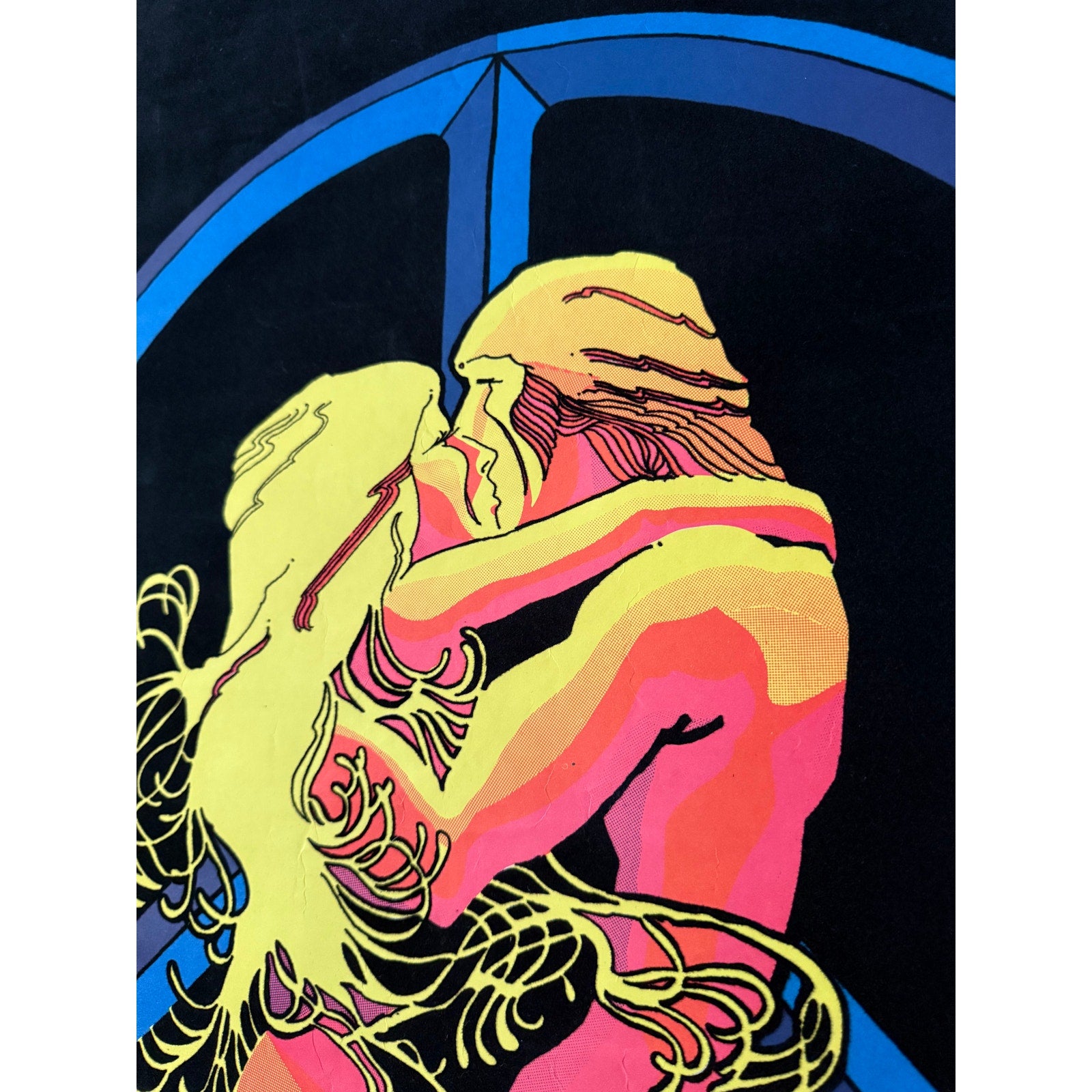 Original 1974 Pro Arts Erotica Blacklight Velvet Poster | Peace Lovers | 20" x 27"